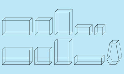 vector set of aquariums of various shapes and sizes for fish and plants