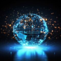 Abstract digital globe with connected lines and dots. Global network connection. illustration art. created by generative AI technology.