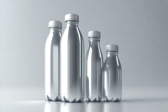 Aluminium Water Bottle For Mock up And Template Design. 3d Render Illustration