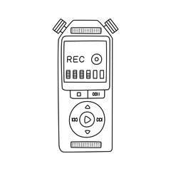 Vector hand drawn portable voice recorder icon. Voice Recorder Doodle style