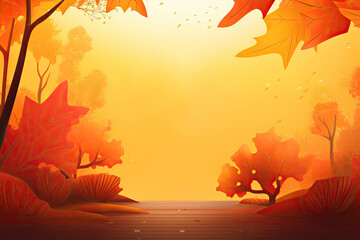 Autumn sales landscape advertising poster mockup.