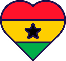 Gana Flag Festive Patriot Heart Outline Icon