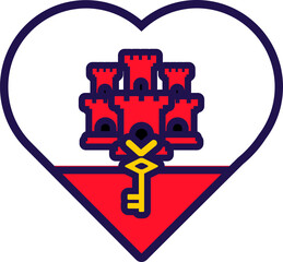 Gibraltar Flag Festive Patriot Heart Outline Icon