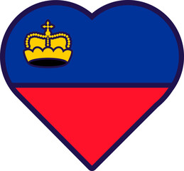 Liechtenstein Flag Festive Heart Outline Icon