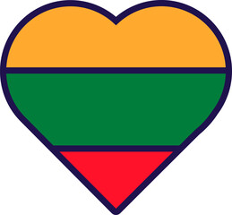 Lithuania Flag Festive Patriot Heart Outline Icon