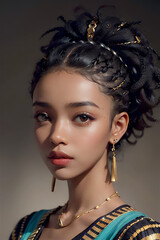 Fototapeta premium Beauty portrait of African American girl with afro hair. Beautiful black woman. Cosmetics, makeup and fashion