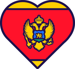 Montenegro Flag Festive Patriot Heart Outline Icon