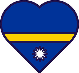 Nauru Flag Festive Patriot Heart Outline Icon