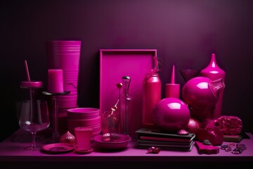 viva magenta trendy colors in objects and accessories. Generative ai