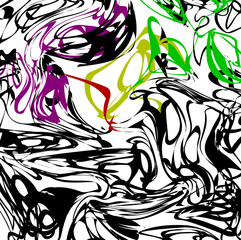 Spilled colored paint with elongating spots