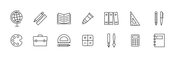School education icon. School, math icons collection. Education, math icon collection. Vector 