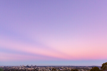 Brisbane city with purple sky dusk