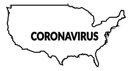 US map contour with coronavirus stamp