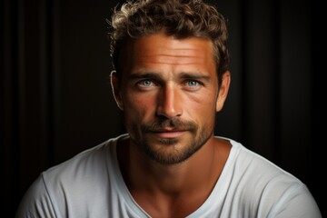 Obraz premium Masculinity and Grooming: A portrait of a man with a sultry, good-looking, sharp-tongued appearance.