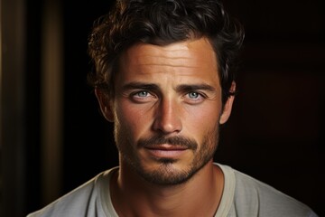 Obraz premium Masculinity and Grooming: A portrait of a man with a sultry, good-looking, sharp-tongued appearance.