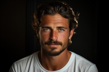 Obraz premium Masculinity and Grooming: A portrait of a man with a sultry, good-looking, sharp-tongued appearance.