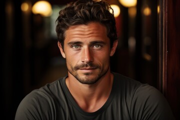 Obraz premium Masculinity and Grooming: A portrait of a man with a sultry, good-looking, sharp-tongued appearance.