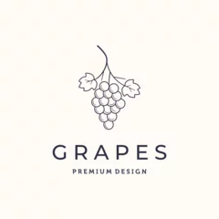 Fotobehang grape health fruit line art logo vector minimalist illustration design, grapes dessert logo design © Asnada
