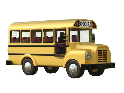 School bus on white background 3d rendering