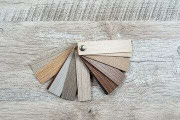 Obraz na płótnie Canvas oak wood veneer flooring samples cloe up, furniture material