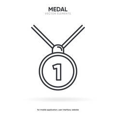 Premium award icons in line style. High quality outline symbol of achievement. Modern linear pictogram cup. Stroke vector illustration on a white background.