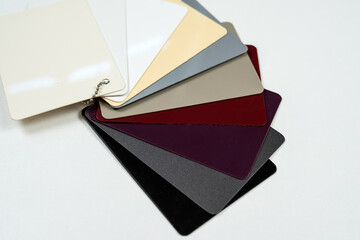 close up combination of wooden or laminated  sample isolated on white background