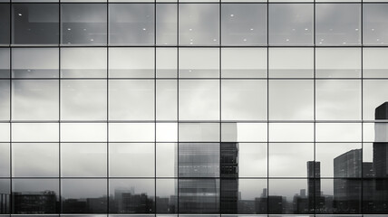 Modern building facade with reflections in the city.