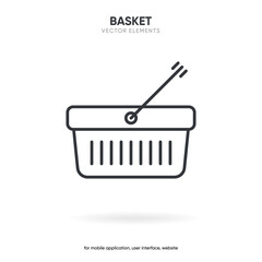 E commerce Basket shopping icon isolated on white background. Shop cart icon for mobile app, ui ux