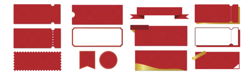Poster 中国風な赤い柄のクーポンベクターアイコンデザインセット（枠のみ） © rikachu