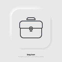 Briefcase Thin Line Vector Icon. Flat icon isolated on the white background. Bag, portfolio symbol. Flat vector