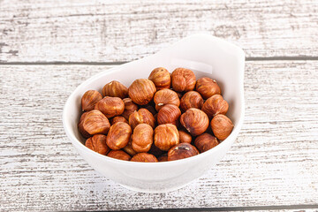 Heap of raw natural hazelnut