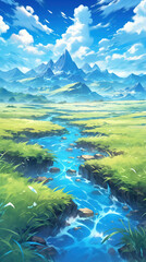 Obraz na płótnie Canvas landscape with mountains and blue sky