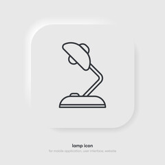 Table office lamp icon. Desktop electric symbol. Vector illustration flat design. Isolated on white background. Silhouette lamp. Electrical bulb.