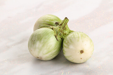 Raw green round eggplant vegetable