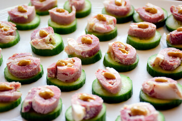 canape with salmon and cheese