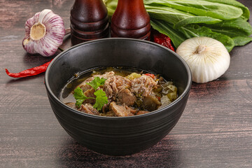 Steamed lamb meat with vegetables