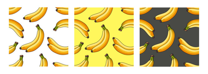 Bananas seamless pattern. Vector clipart isolated on white background.	