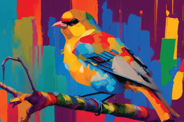 painting abstract bird vector watercolor hand painted; Generative AI illustration.
