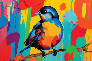 Fototapeta premium painting abstract bird vector watercolor hand painted; Generative AI illustration.