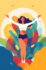 illustration of women body positivity theme, modern flat design style
