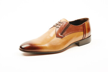 Classic, leather mens shoes on white isolated background