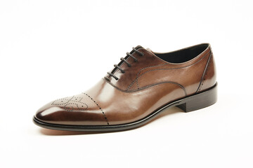 Classic, leather mens shoes on white isolated background