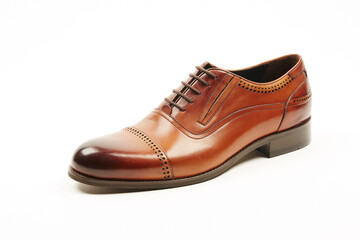 Classic, leather mens shoes on white isolated background