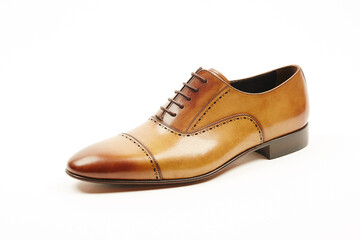 Classic, leather mens shoes on white isolated background