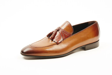 Classic, leather mens shoes on white isolated background