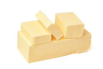 Block of butter isolated on white background