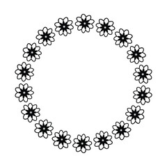 Flower circle border design rounded floral frame ring for decoration ornament in vector illustration