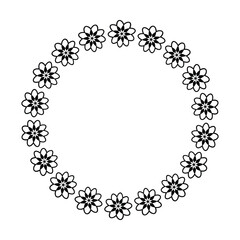 Flower circle border design rounded floral frame ring for decoration ornament in vector illustration