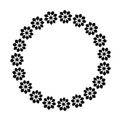 Flower circle border design rounded floral frame ring for decoration ornament in vector illustration