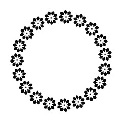 Flower circle border design rounded floral frame ring for decoration ornament in vector illustration